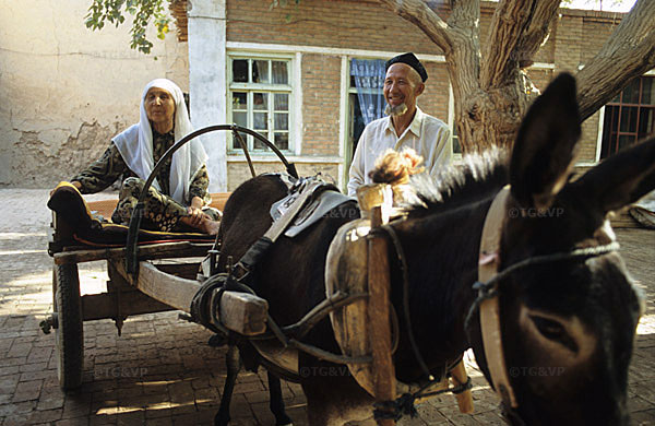 Fermiers Ouighours à Turpan, Xinjiang, Chine.